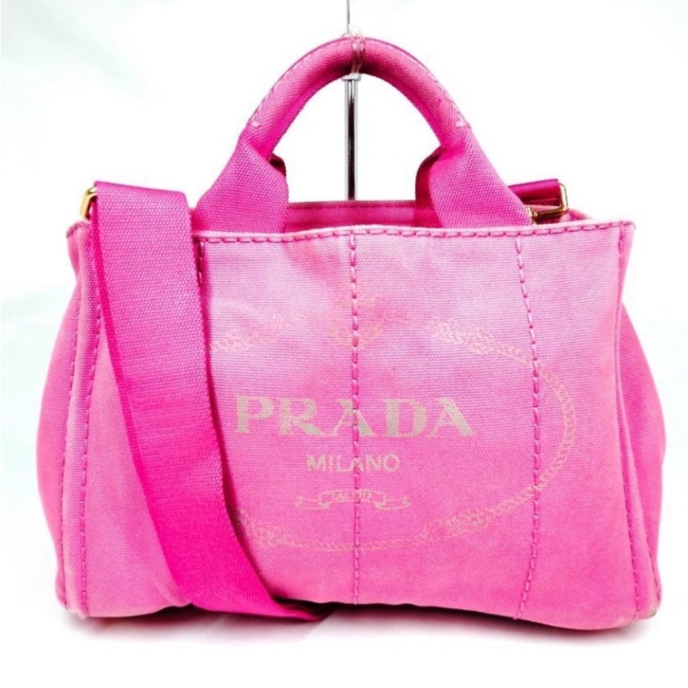 Prada pink canapa tote with strap